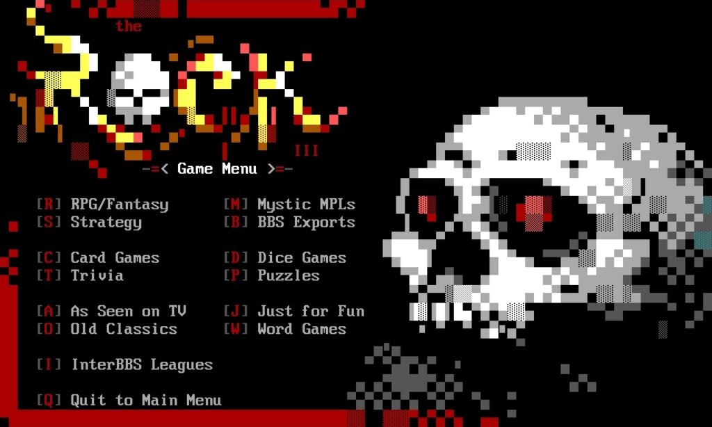 The ROCK Door Menu ANSI screen
